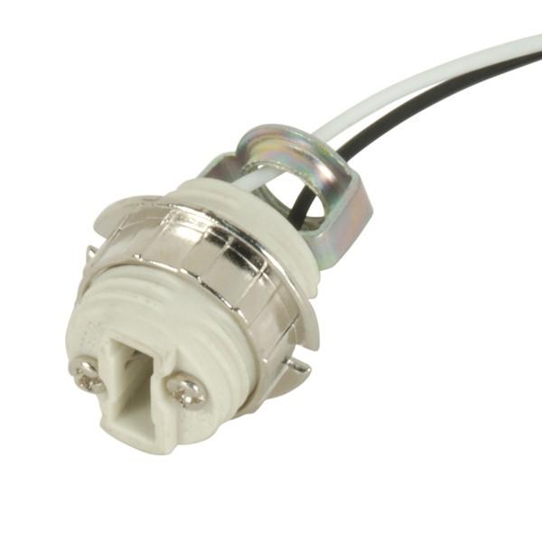Threaded G-9 Porcelain Socket; 21" Leads; With Ring; UL 10362 Leads; 1/8 IP Hickey Inside