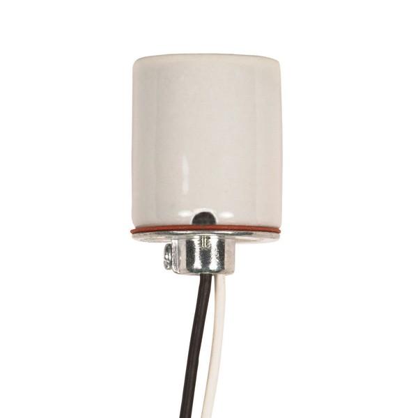 Keyless Porcelain Socket 1/8 IP Cap With Side Notches; 2 Wireways; Spring Contact For 4KV; 18"
