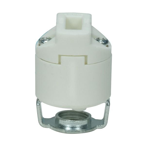 G9 Porcelain Halogen Socket; Smooth Body; With Hickey; Push-In Wiring
