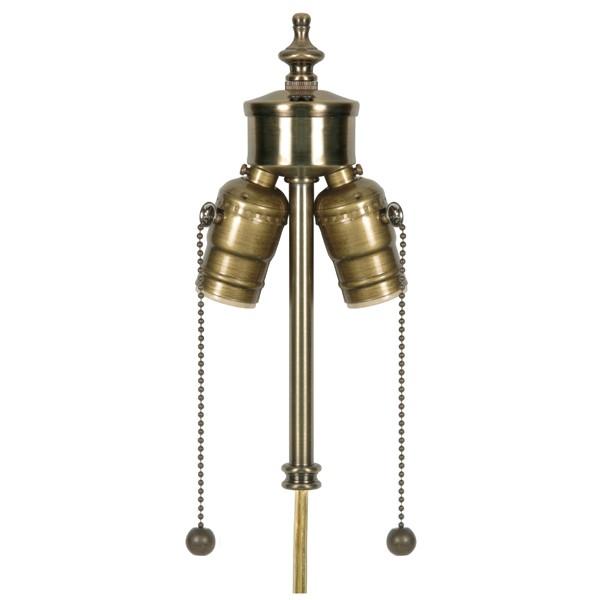 Medium Base 2-Light Pull Chain Cluster With Solid Brass Socket; Antique Brass Finish; 84" SPT-1