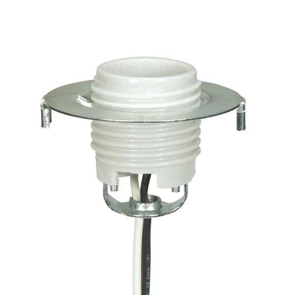 Keyless Threaded Porcelain Socket With Hickey And Ring; 26" Leads; Glazed; 660W; 250V