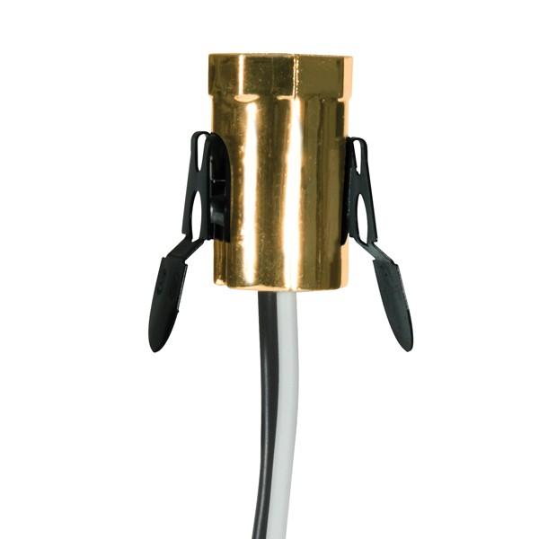 Phenolic Candelabra Base Socket With Spring Clip; 3/4" Diameter; 1" Hole Size; 6" AWM
