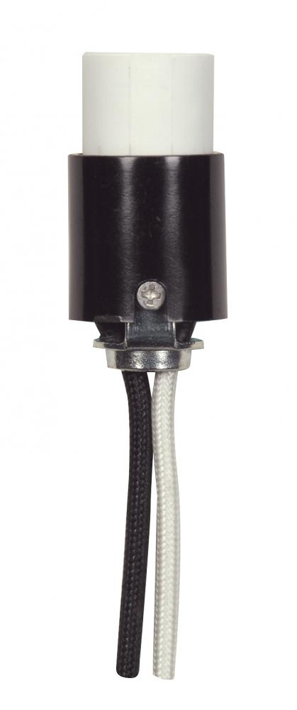 Candelabra Socket With Leads; 1-7/8" Height; 3/4" Diameter; 24" #18 SF-1 B/W Leads 205C;