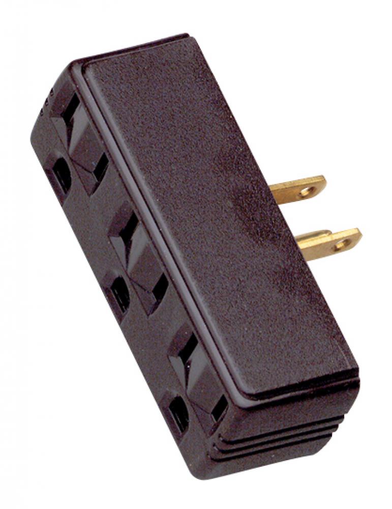 Single To Triple Adapter; Brown Finish; Polarized; 15A; 125V