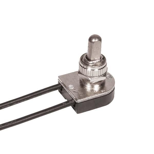 On-Off Metal Push Switch; 3/8 Metal Bushing; Single Circuit; 6A-125V, 3A-250V Rating; Nickel Finish