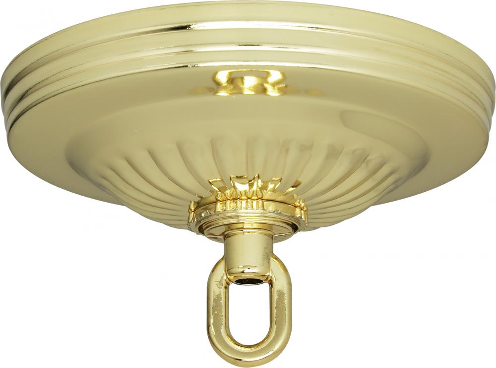 Ribbed Canopy Kit; Brass Finish; 5" Diameter; 1-1/16" Center Hole; Includes Hardware; 25lbs