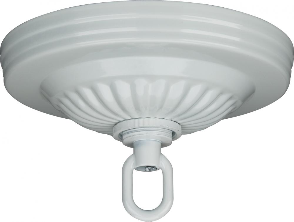 Ribbed Canopy Kit; White Finish; 5" Diameter; 1-1/16" Center Hole; Includes Hardware; 25lbs