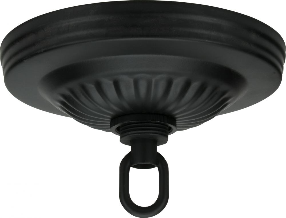 Ribbed Canopy Kit; Black Finish; 5" Diameter; 1-1/16" Center Hole; Includes Hardware; 25lbs