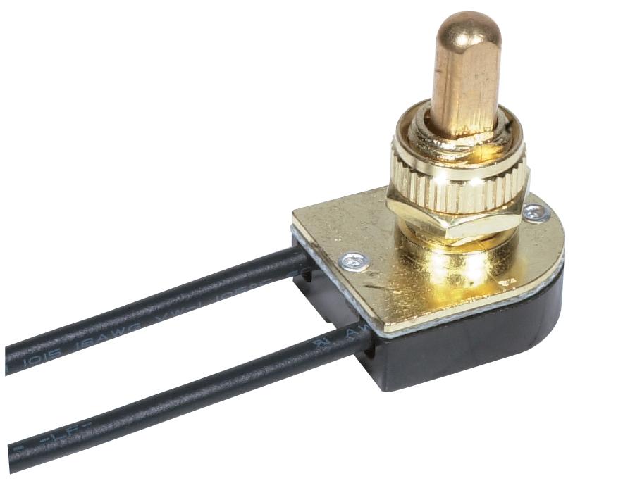On-Off Metal Push Switch; 3/8" Metal Bushing; Single Circuit; 6A-125V, 3A-250V Rating; Brass
