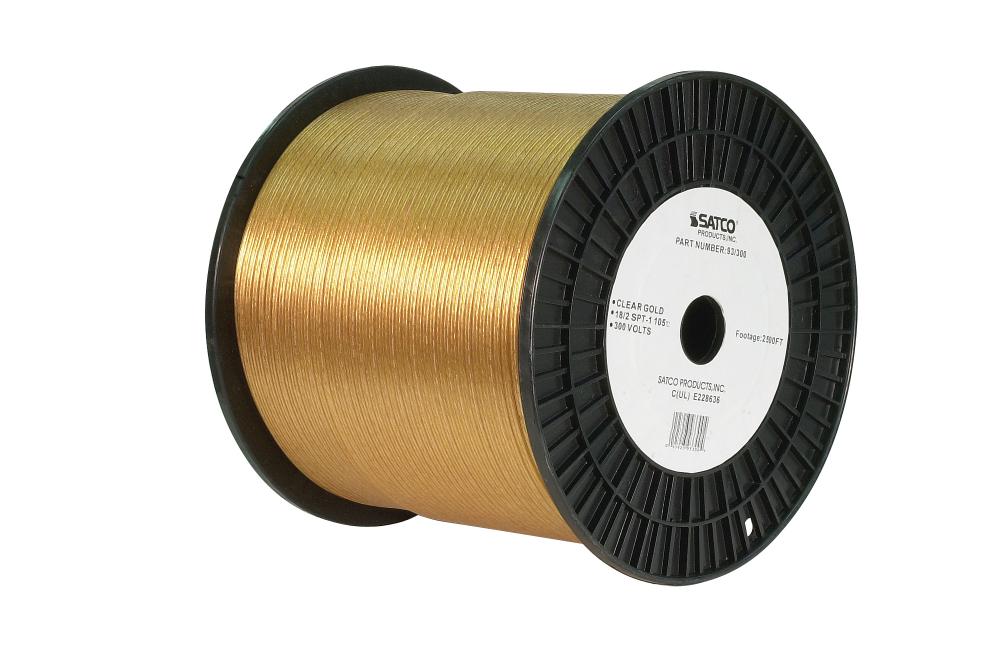 Lamp And Lighting Bulk Wire; 18/2 SPT-1 105C; 2500 Foot/Reel; Clear Gold