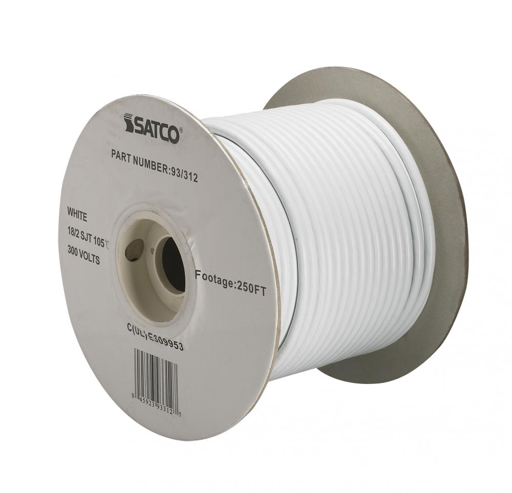 Pulley Bulk Wire; 18/2 SJT 105C Pulley Cord; 250 Foot/Spool; White