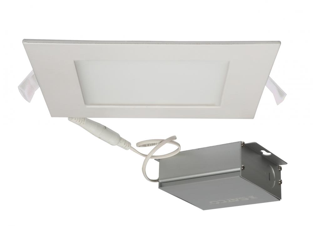 12 watt LED Direct Wire Downlight; Edge-lit; 6 inch; 3000K; 120 volt; Dimmable; Square; Remote