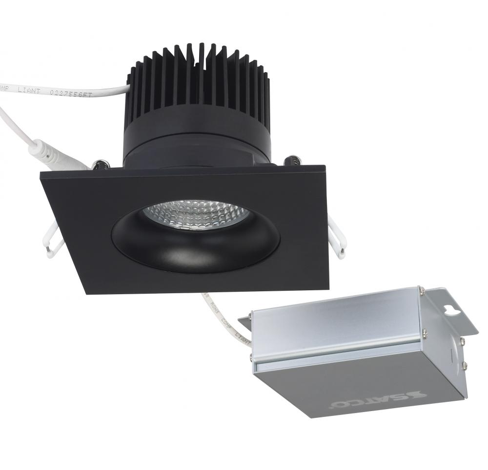 12 watt LED Direct Wire Downlight; Gimbaled; 3.5 inch; 3000K; 120 volt; Dimmable; Square; Remote