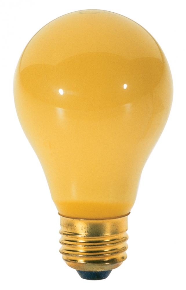 100 Watt A19 Incandescent; Yellow; 2000 Average rated hours; Medium base; 130 Volt; 2/Pack
