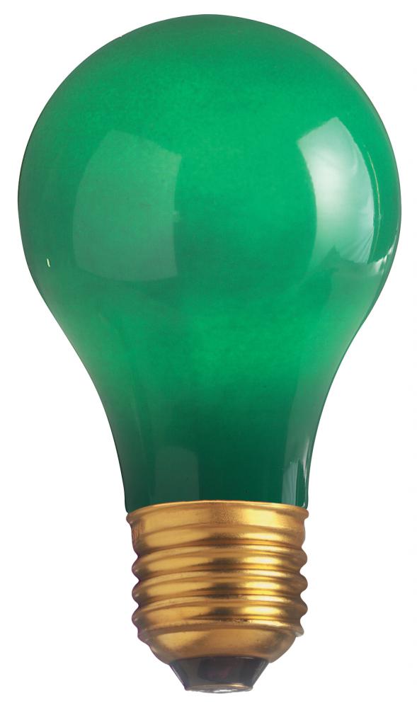 25 Watt A19 Incandescent; Ceramic Green; 1000 Average rated hours; 10 Lumens; Medium base; 130 Volt