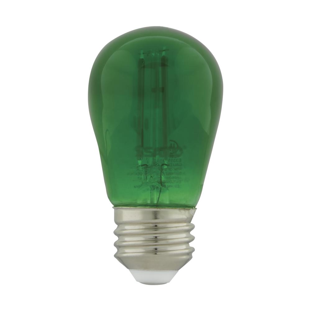 1 Watt; S14 LED Filament; Green Transparent Glass Bulb; E26 Base; 120 Volt; Non-Dimmable; Pack of 4