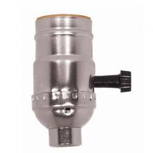 Satco Products Inc. 80/1005 - 3-Way (2 Circuit) Turn Knob Socket With Removable Knob; 1/4 IPS; Aluminum; Nickel Finish; 250W; 250V