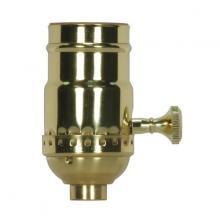 Satco Products Inc. 80/1024 - 3-Way (2 Circuit) Turn Knob Socket With Removable Knob; 1/8 IPS; 3 Piece Stamped Solid Brass;