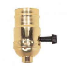 Satco Products Inc. 80/1158 - 3-Way (2 Circuit) Turn Knob Socket With Removable Knob; 1/8 IPS; Aluminum; Brite Gilt Finish; 250W;