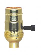 Satco Products Inc. 80/1501 - 3 Terminal (2 Circuit) Turn Knob Socket With Removable Knobs; 1/4 IPS; Aluminum; Brite Gilt Finish;