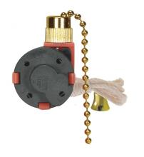 Satco Products Inc. 80/1994 - 3 Speed Ceiling Fan Switch, 4 Wire Quick Connect, 2 Circuit w/Metal Chain, White Cord & Bell -