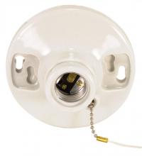 Satco Products Inc. 90/443 - 2 Terminal Glazed Porcelain On-Off Pull Chain Ceiling Receptacle; Screw Terminals; 4-3/8"