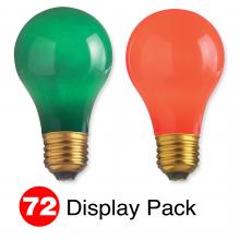 Satco Products Inc. S6096 - Display Pack 72 Total Lamps; A19 25 Watt Incandescent; Medium Base; 36 Red; 36 Green; 1000 Average