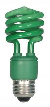 Satco Products Inc. S7272 - 13 Watt; Mini Spiral Compact Fluorescent; Green color; Medium base; 120 Volt