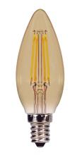 Satco Products Inc. S9986 - 3.5 Watt Torpedo CTA LED; Amber; Candelabra base; 2000K; 300 Lumens; 120 Volt