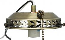 Satco Products Inc. SF77/466 - 4" Wired Fan Light Holder With On-Off Pull Chain And Candelabra Socket; Antique Brass Finish