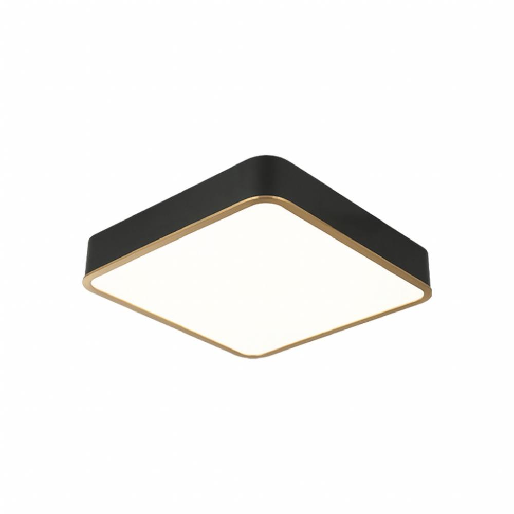 15" Diam "Ainslay" Square Black + Aged Gold Ceiling Mount