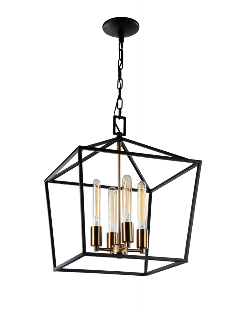 Scatola Rusty Black & Aged Gold Brass accents Chandelier