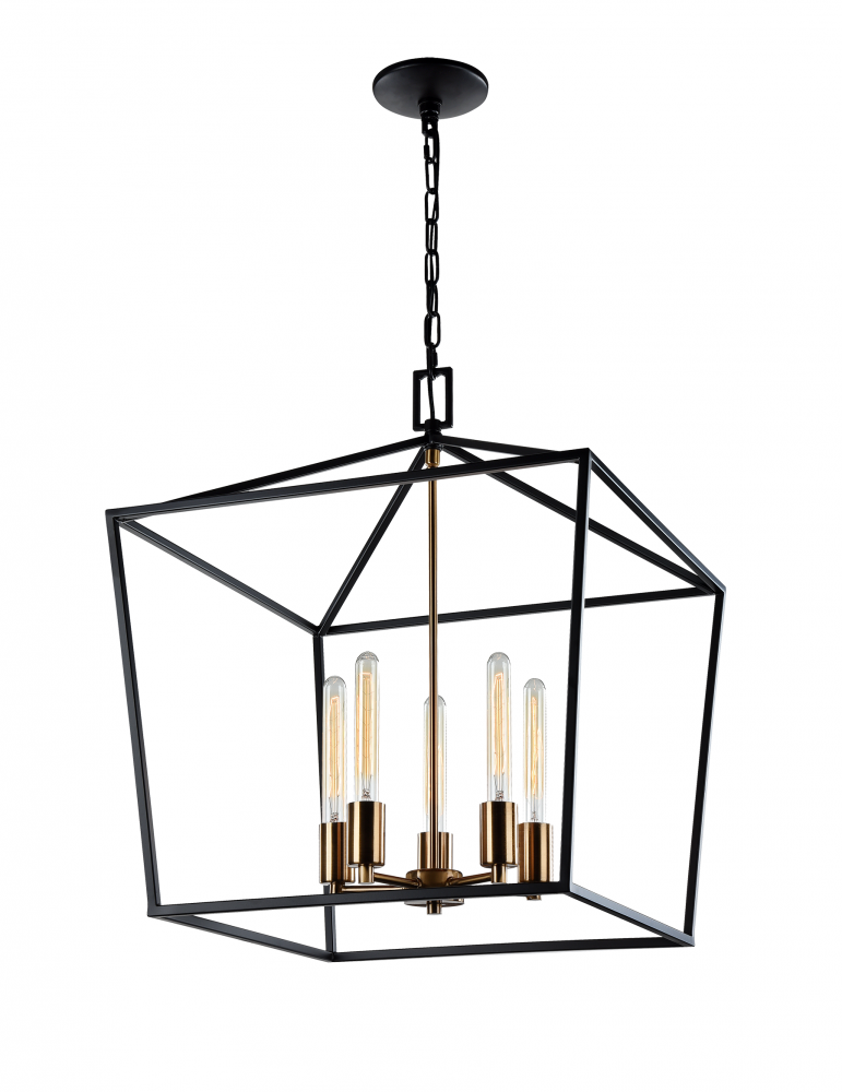 Scatola Rusty Black & Aged Gold Brass accents Chandelier