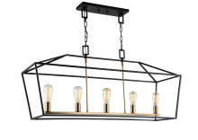 Matteo Lighting C61715RB - Scatola Rusty Black & Aged Gold Brass accents Chandelier