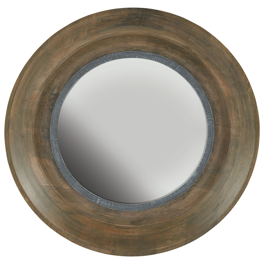 Brown Washed Wood and Iron Mirror