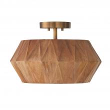 Capital 251011LW - 1-Light Convertible Semi-Flush Pendant in Hand-distressed Patinaed Brass and Handcrafted Mango Wood