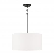 Capital 314632MB-659 - 3-Light Pendant in Matte Black with White Fabric Drum Shade and Acrylic Diffuser