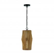 Capital 344613WK - 8.75"W x 17.25"H 1-Light Pendant Handcrafted of Light-Stained Wood and Matte Black Frame