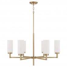 Capital 451761AD - 6-Light Cylindrical Chandelier in Aged Brass with Faux Alabaster Glass