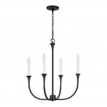 Capital 452341BI - 4-Light Chandelier in Black Iron with Interchangeable White or Black Iron Candle Sleeves