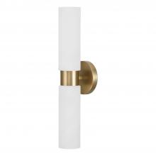 Capital 651721AD - 2-Light Cylindrical Linear Bath Bar Sconce in Aged Brass with Faux Alabaster Glass