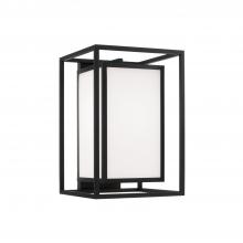  953112BK - 1-Light Outdoor Modern Square Rectangle Wall Lantern in Black with Soft White Glass