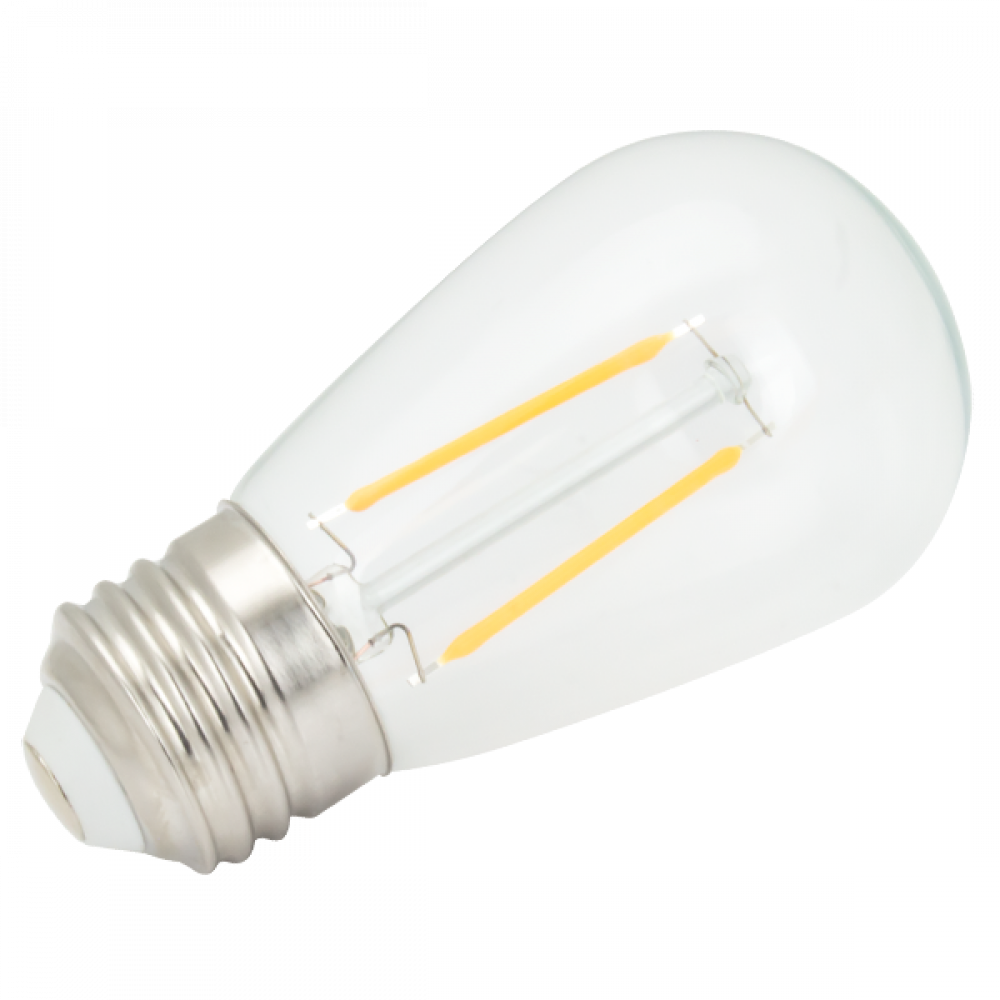 12V LED Filament S14 clear glass bulb, 3000K, 1W, 90lm, 12V DC, 15000Hrs