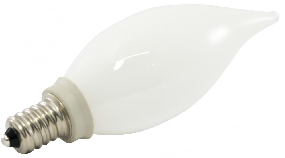 Premium Grade LED Lamp Flame-tip Shape, Candelabra Base, Frosted Warm White Glass, wet Location and