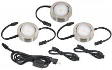  MVP-3-NK - MVP LED Puck Light, 120 Volts, 4.3 Watts, 200 Lumens, Nickel, 3 Puck Kit with Roll Switch