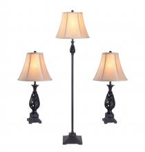 Kenroy Home 21017GFBR - Prescott 3-Pack - 2 Table Lamps, 1 Floor Lamp