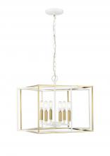  22609-MW/VB - Lowe 6-Light Pendant Light Matte White/Vintage Brass