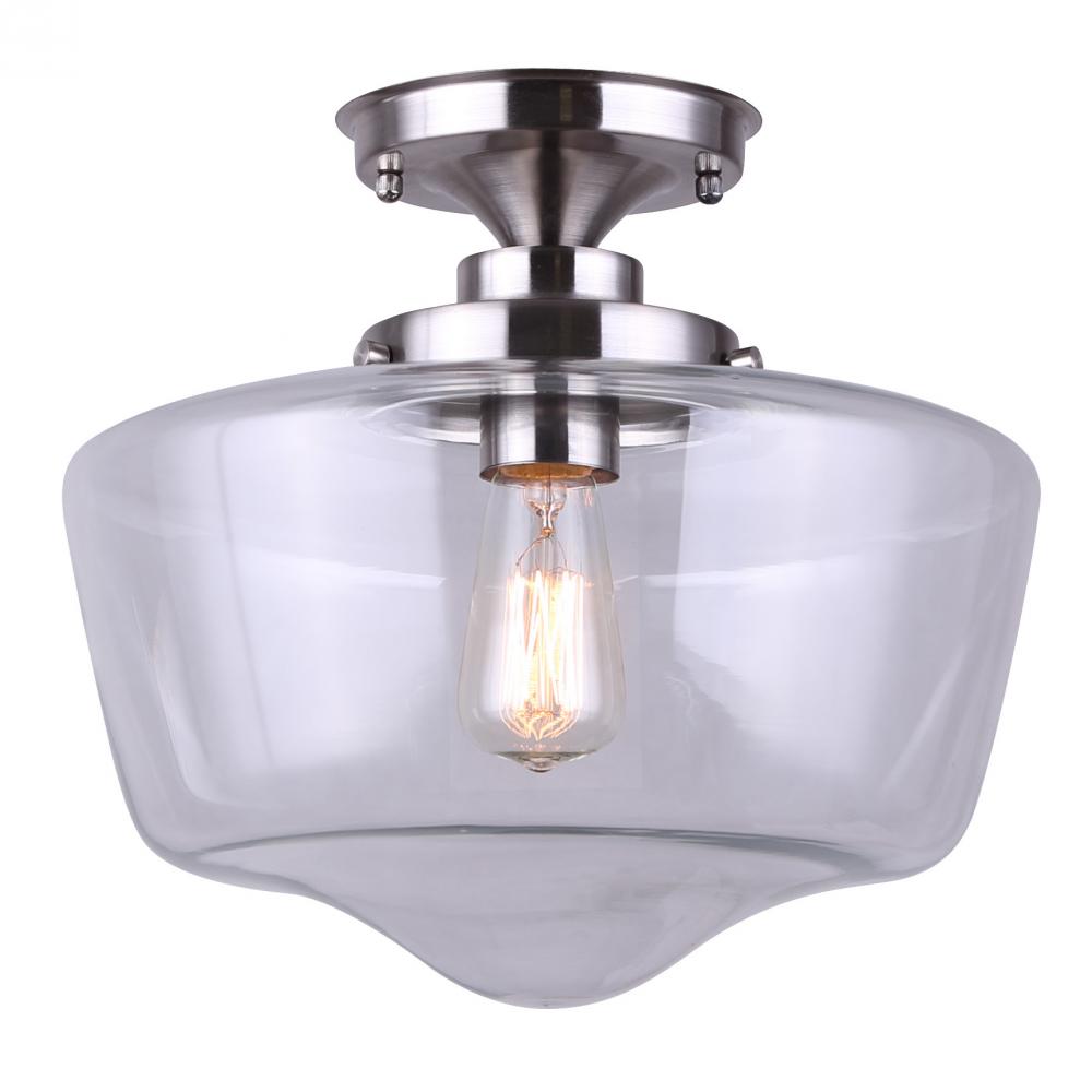 Spec. IFM725A11BN -G-, Clear Glass, 1Lt Flush Mount, 60W B-ST45-17C Bulb Included, 11 IN W x 10 IN H