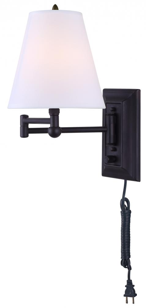 Wall, Swing Arm Wall Fixture, On/Off Switch, Fabric Shade, 60W Type C