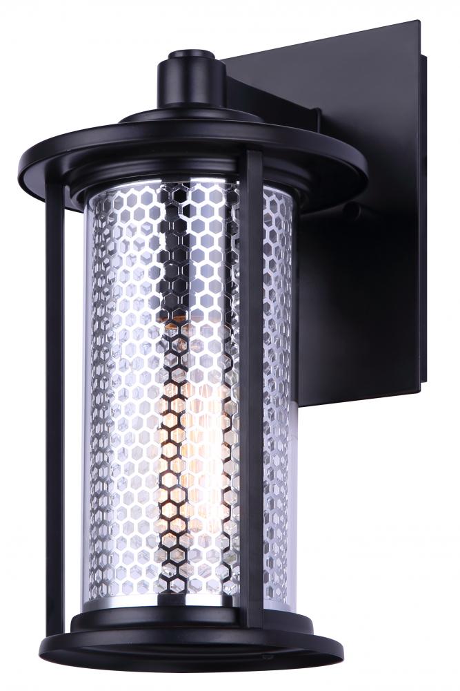 JULEE, IOL524BKC -G-, MBK + CH Color, 1 Lt Outdoor Down Light, Clear Glass, 60W Type A, 6.25inch W x